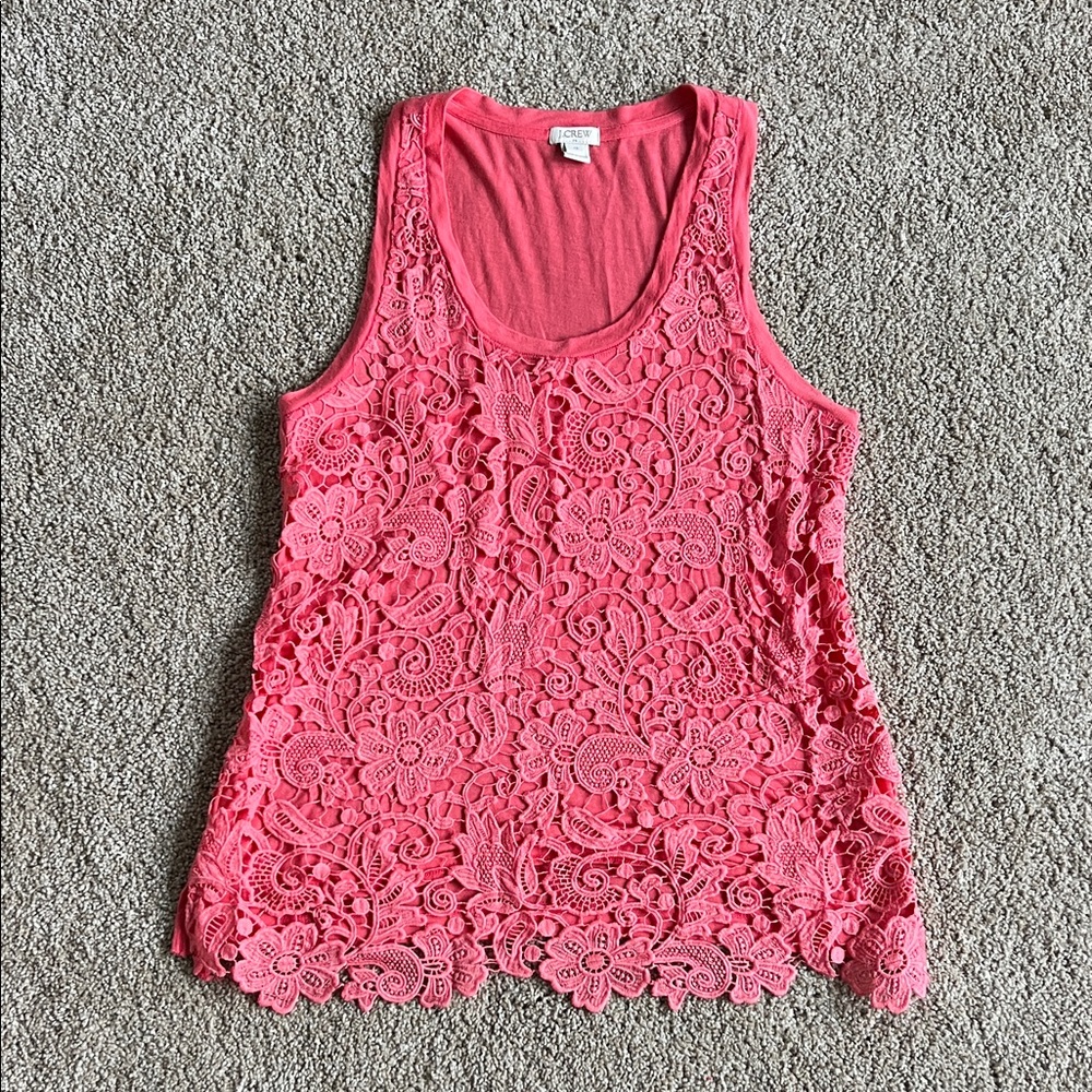 J. Crew Factory Coral Lace Tank Top